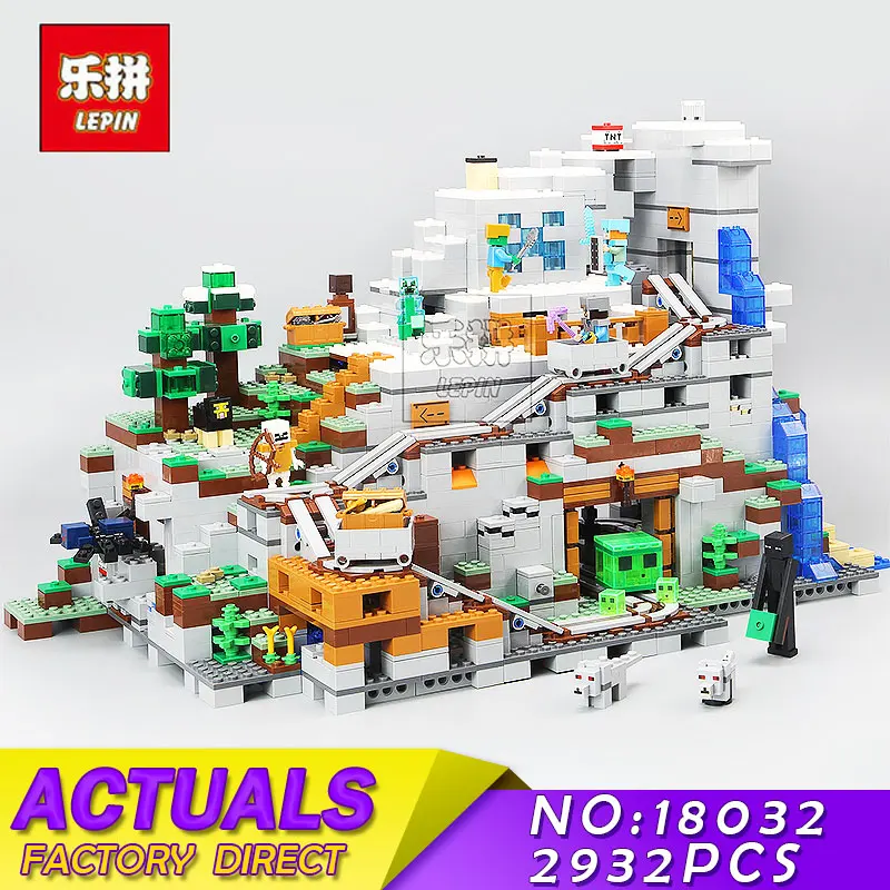 

LEPIN 18032 1673pcs 18008 My World Series Miniecraft The Mountain Building Blocks Bricks Model Compatible 21137 Toy for Children