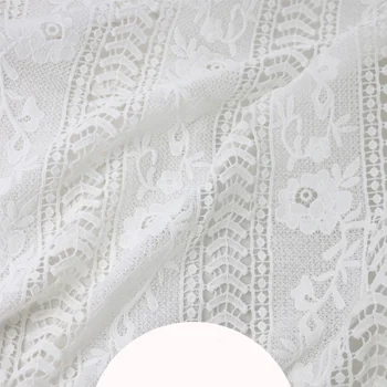 

Water soluble milk silk hollow embroidery lace fabric white