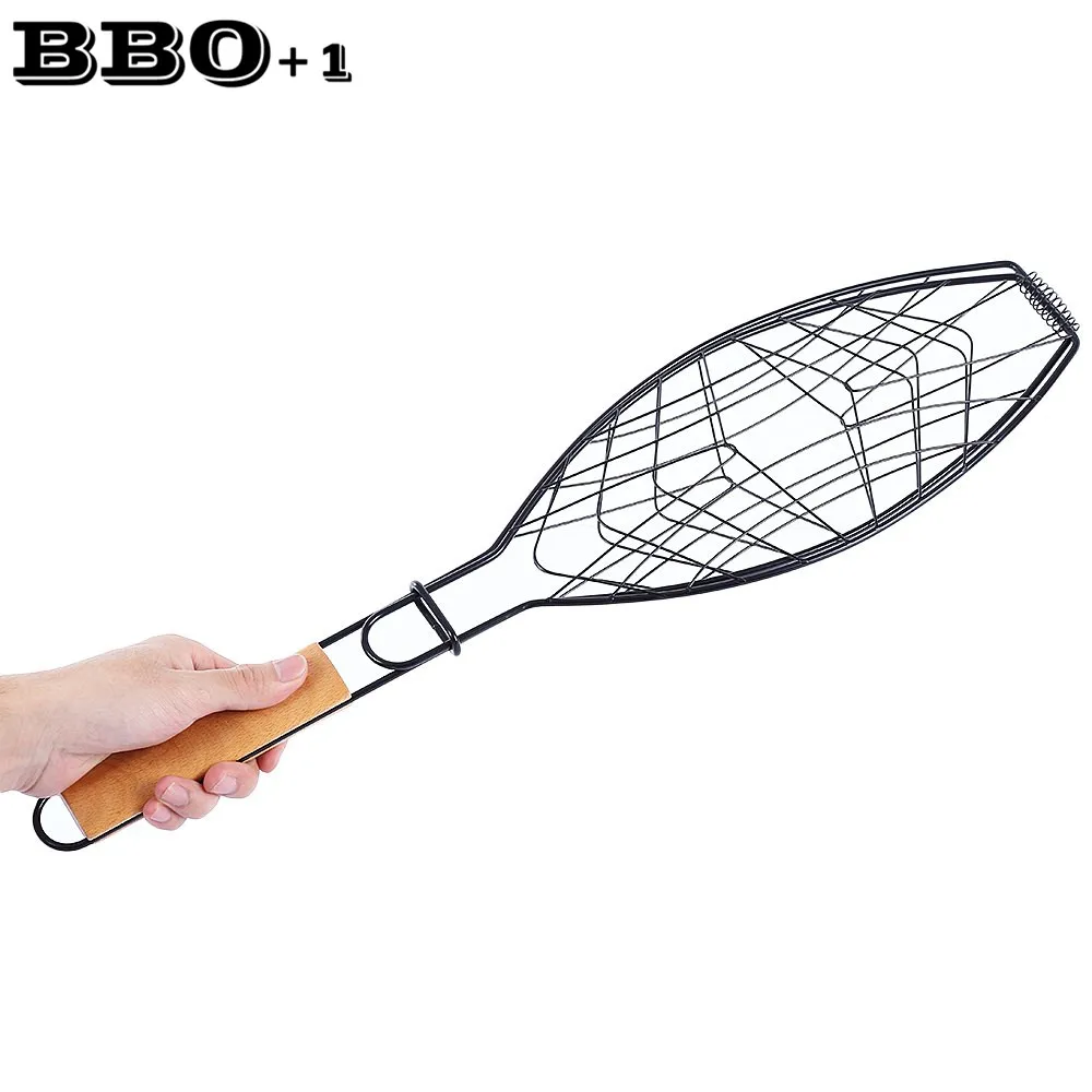 Non stick Fish Grilling Basket BBQ Meshes Camping Grill Rack Single