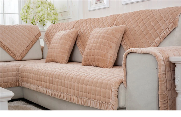 Плюшевый стекающийся Современный твердый комбинированный комплект секционных чехлов для дивана, полотенце, твердый плед, чехлы для дивана, противоскользящие мягкие чехлы для дивана, 1 шт