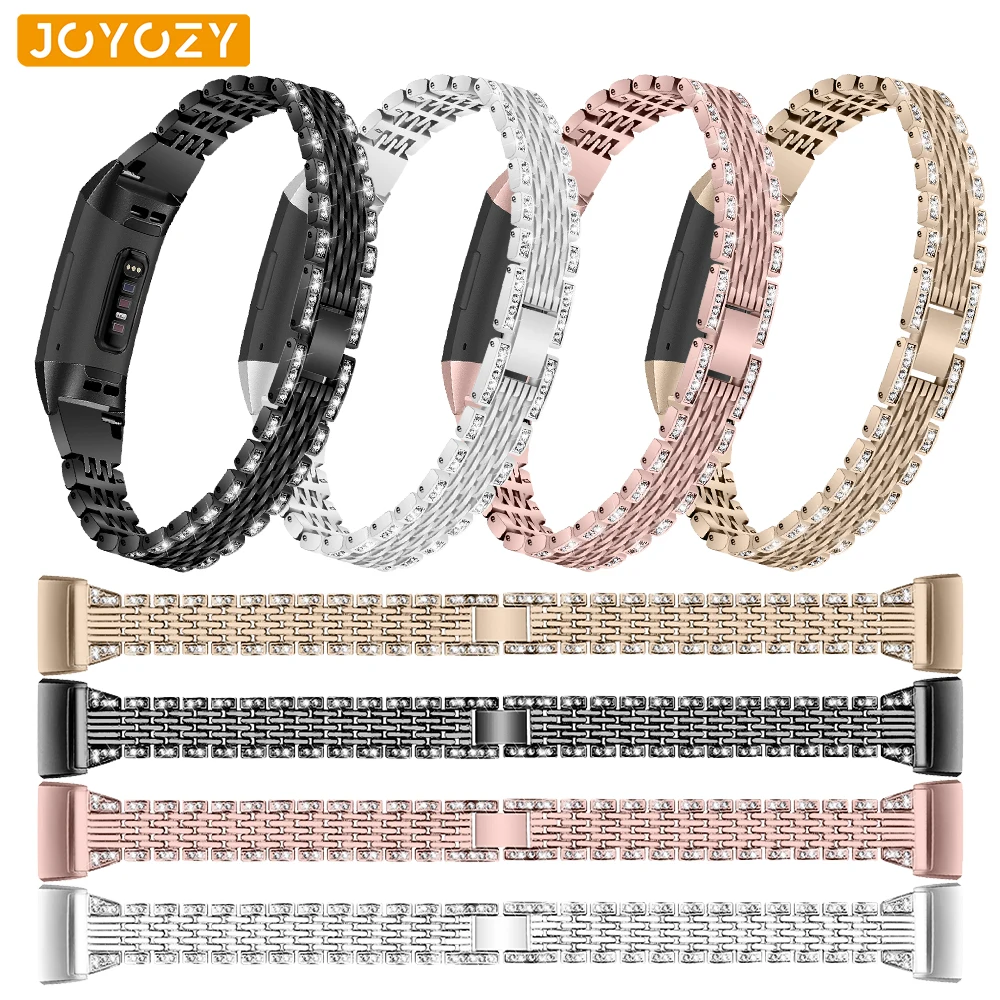 

Joyozy New Fashion Woman Stainless Steel Band For Fitbit Charge 3 Stainless Steel Bracelet Smart Watch Replacement Band Strap