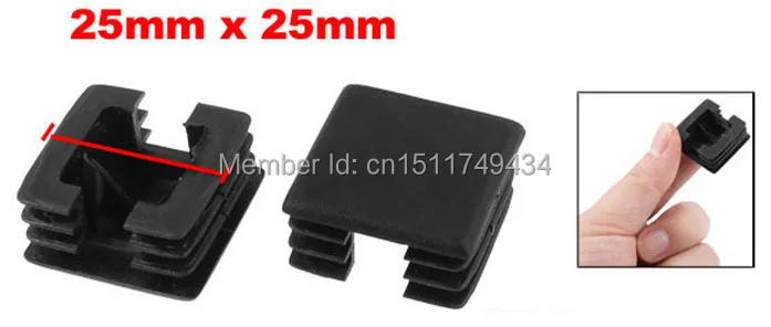 

25mm x 25mm Plastic Square Tube Inserts End Blanking Caps Black 50 Pcs