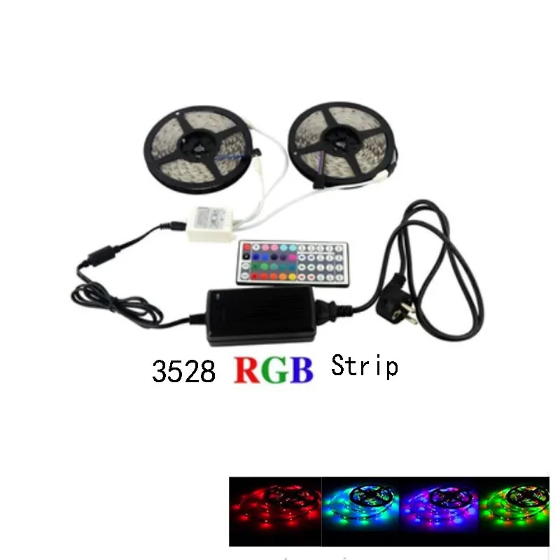 10 м 3528 Светодиодные ленты RGB без/Водонепроницаемый 60 Светодиодный s/m SMD Светодиодные ленты e неоновый свет + DC12V адаптер питания + 44Key/музыка