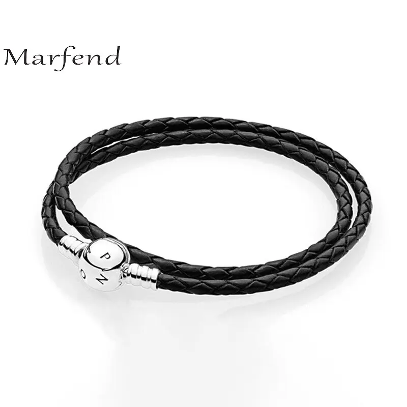 

Marfend 925 STERLING SILVER CLASP for DIY BLACK LEATHER CHAIN BRACELET