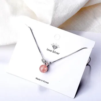 

New Fashion Sweet Bunny Cute Animal 925 Sterling Silver Jewelry Exquisite Rabbit Crystal Temperament Pendant Necklaces H341