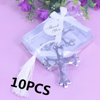 

10PCS Cross Hollow Bookmark Tassel Baby Shower First Regalos Communion boda Wedding Favors And Gifts For Recuerdos Para Bautizo