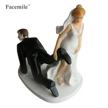 Facemile Bride and Groom Toppers Couple Figurine Wedding Funny Cake Topper for Wedding Cake Decoration Party