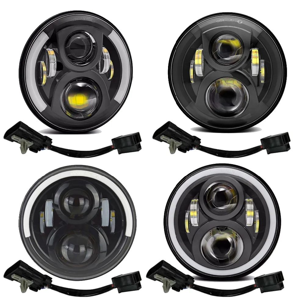 60 w 7 Inch мотоцикл светодиодный проектор DRL фары с свет ангела для 88 головного света