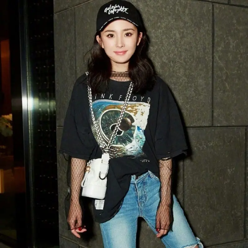 

Ins Hot See Through Top Women Sexy Shirt Fashion Lace Black Mesh Ladies Tops Twotwinstyle Harajuku Women Blouses