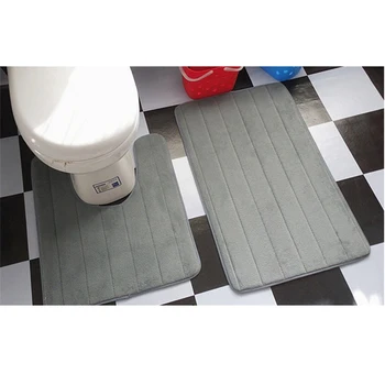 

2 Pcs Simple Bathroom Mat Set U Shape Bathroom Carpet Toilet Rugs Non-Slip WC Mat High Water Absorbent Bath Rugs tapete banheiro