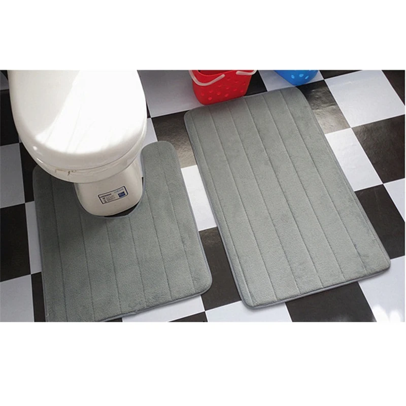 2 stücke Einfache Badezimmer Mat Set U Form Bad Teppich Wc Teppiche Non Slip WC Matte Hohe Wasser Saugfähigen bad Teppiche tapete banheiro Billig