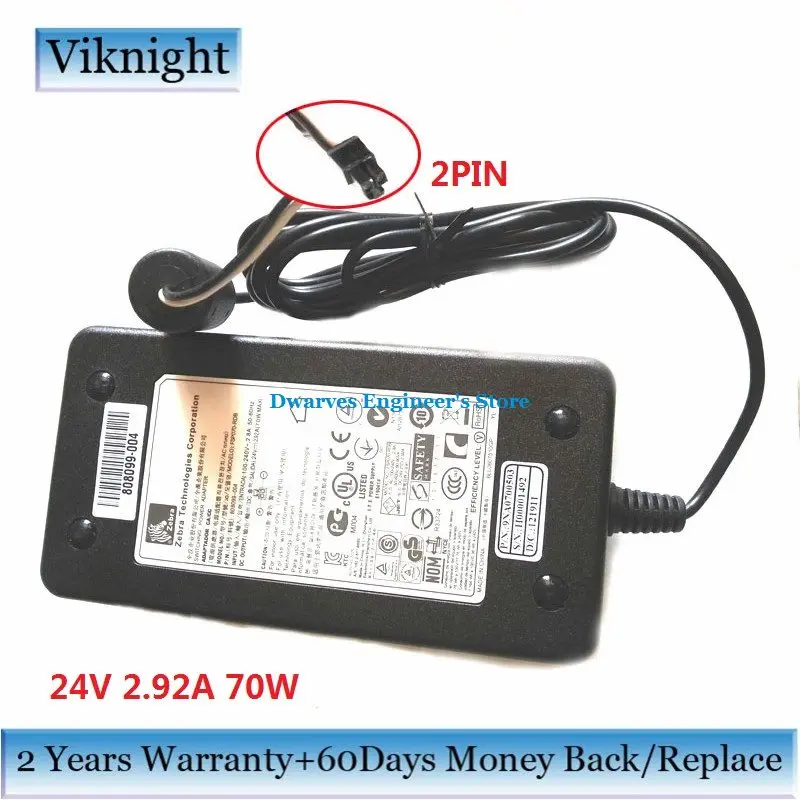 Genuine 24V 2.92A 70W Power Supply For ZEBRA GX430T Printer AC Adapter