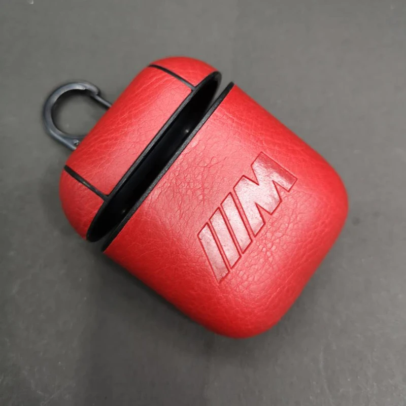 Hot Carbon fiber soft leather Wireless Earphone Charging Cover Bag for Apple AirPods 1 2 car M Motorsport Bluetooth Headset Box