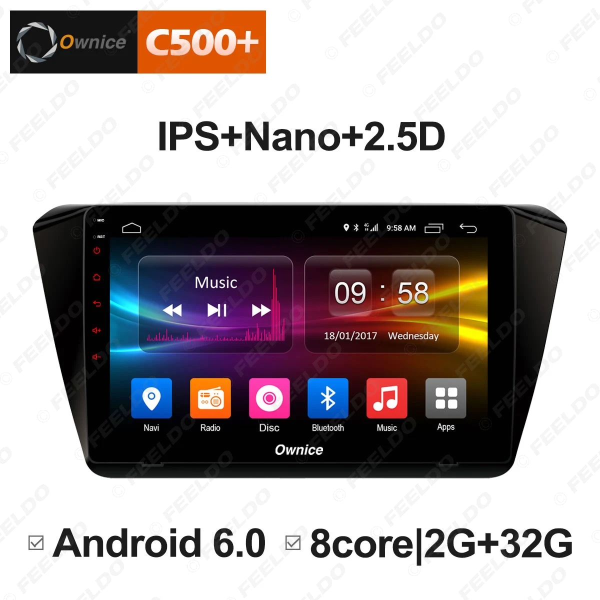 Sale FEELDO  10.1" Android 6.0 4-Core/DDR3 1G/16G/Support 4G Dongle Car Media Player With GPS/FM/AM RDS For Superb 2016 (Superb B8) 2