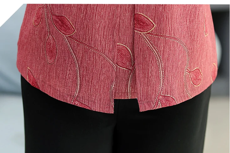 Женская рубашка среднего возраста с коротким рукавом и круглым вырезом, повседневная, размера плюс, поддельные две части, свободная, 50-60 лет, блуза для мамы, T472