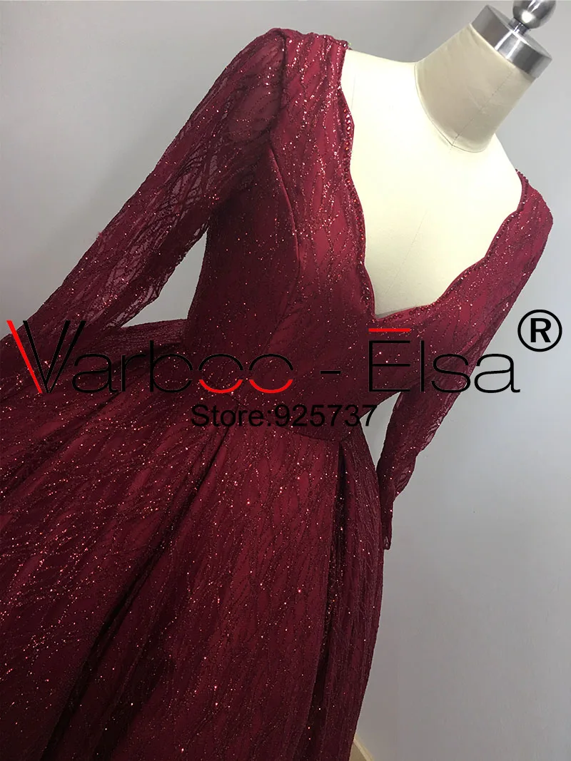 VARBOO_ELSA шикарные красные вечерние платья с блестками 2018 настоящие фото Длинные