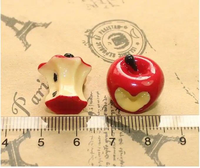 

10 pieces resin Artificial Fake Miniature Food Red Apple Core for Hair Bow Center Scrapbooking Phone Deco
