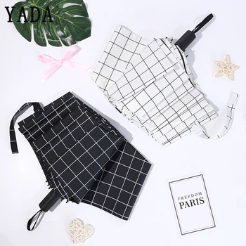 

YADA Large Design Lattice Pattern Folding Rainy Plaid Umbrella For Women Men Anti-UV Luxury Lovely Lattice Umbrella Gift YD081