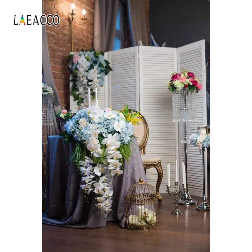 

Laeacco Wedding Decoration Scene Flower Interior Love Photography Backgrounds Customized Photographic Backdrops For Photo Studio