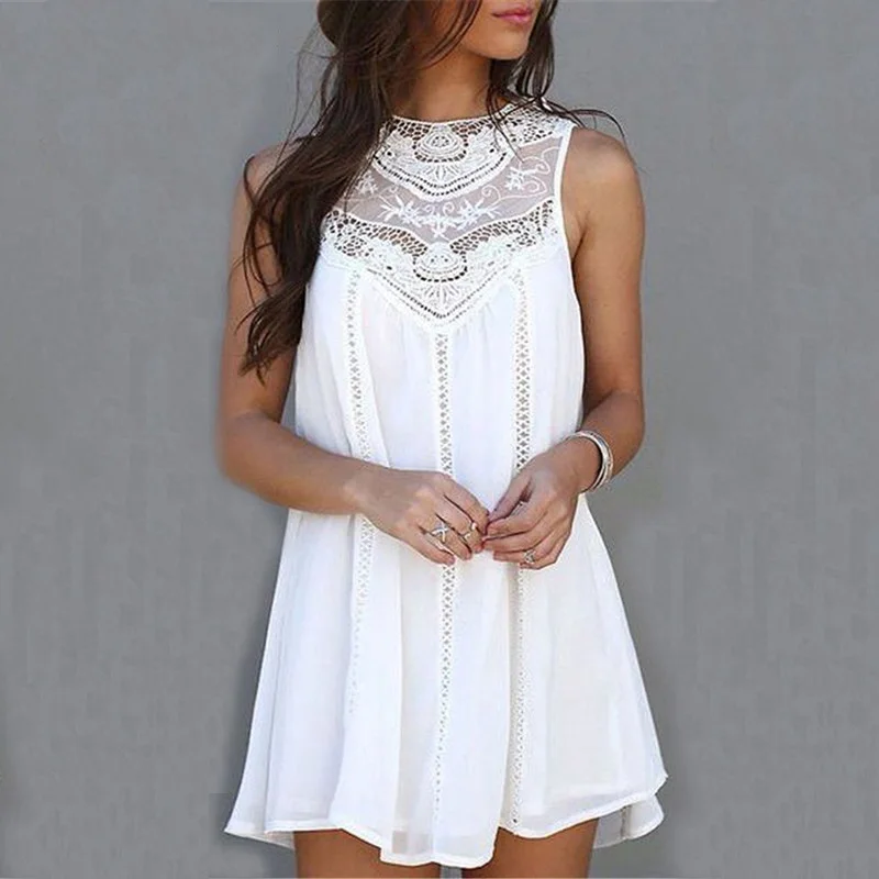 

Womens Summer Dresses 2019 Summer White Lace Mini Party Dresses Sexy Club Casual Vintage Beach Sun Dress Plus Size