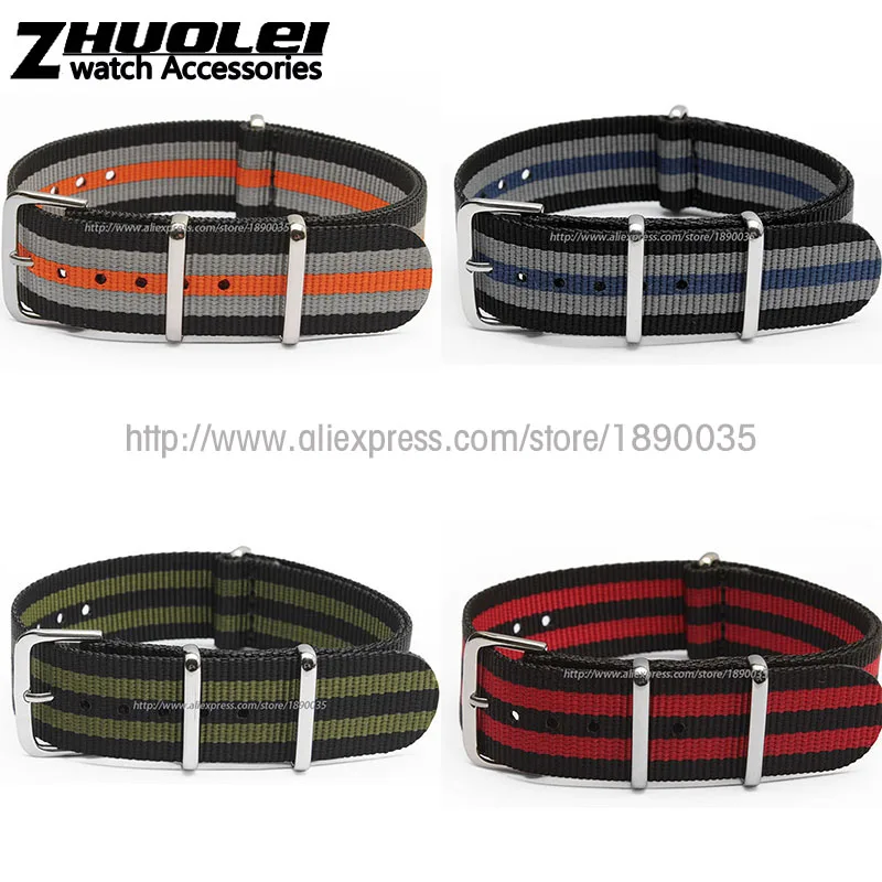 

Sales promotion 18mm 20mm 22mm 24mm ZULU watchband NATO Nylon Watch Strap accessories 304 stainless steel Buckle free shipping