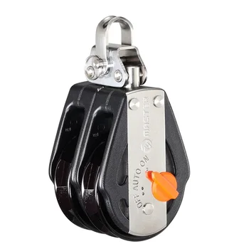 

Sailboat Dinghy 57mm 2 1/4 Inch Deluxe Ratchet Double Swivel Shackle Block Small Boat Block Master RAS-0503F