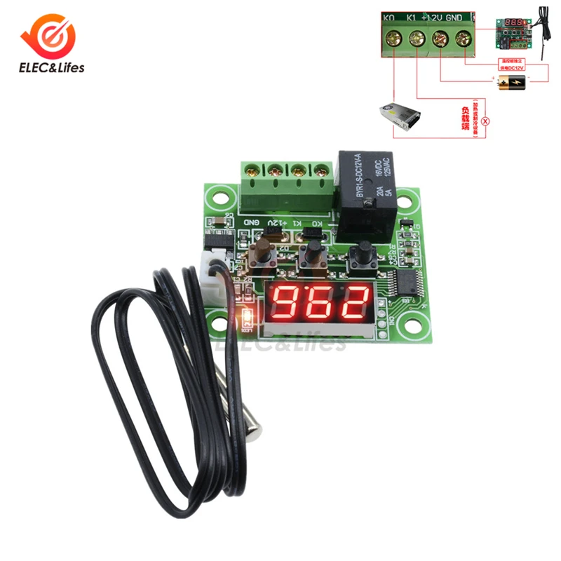 

DC 5V 12V 24V W1209 Digital Temperature Controller Thermostat thermoregulator LED 10A Relay heating cooling temp sensor module