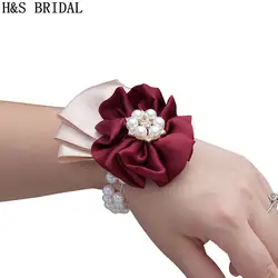H & S Свадебный корсаж на запястье для подружки невесты, сестры, цветы на руку, Искусственные Свадебные цветы для свадьбы, танцев, вечерние