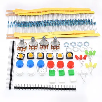 

1 sets Handy Portable Resistor Kit For arduino Starter Kit UNO R3 LED potentiometer tact switch pin header
