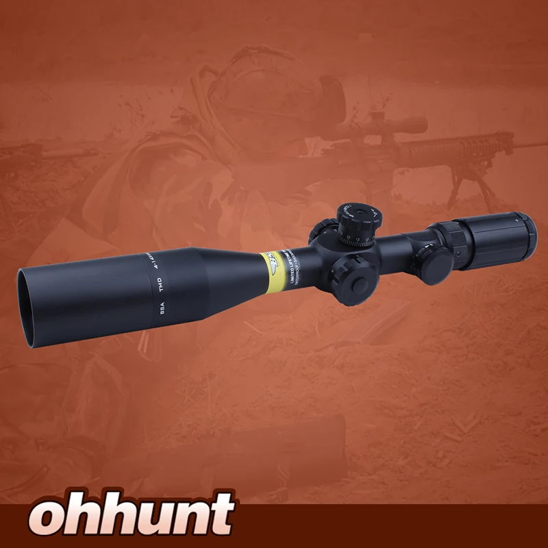 Hunting Shooting Riflescope BSA TMD 4 14X44E First Focal Plane Tactical Optical Sight Red Green Illuminated