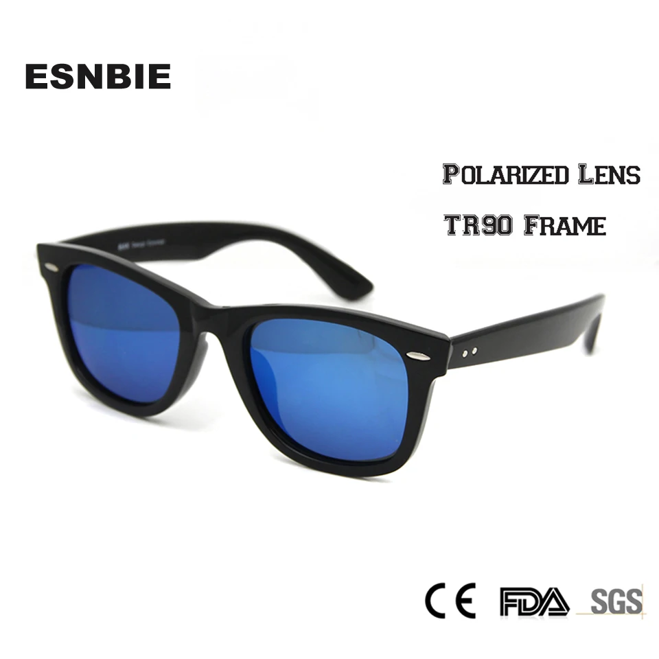 

ESNBIE TR90 Memory Polarized Sunglasses Men Mirrored Coating Sun Glasses for Women Driving Unisex gafas de sol Shades Anti Ray