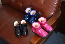 Children ‘s snow boots sequins girls warm boots boys’ shoes 2016 winter non – slip thickening baby boots