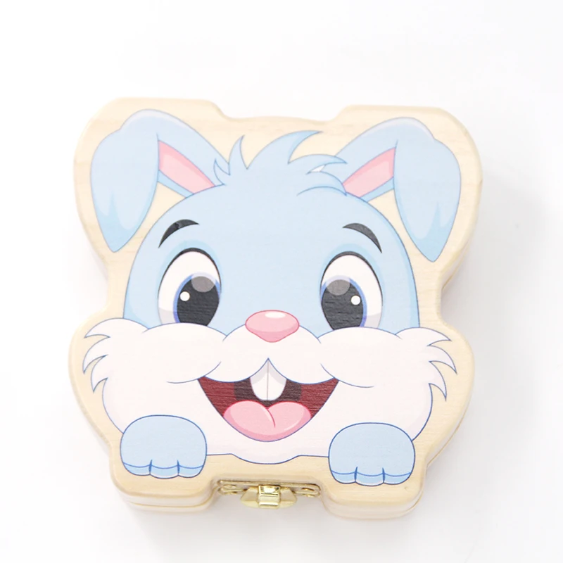 Rabbit Tooth Box Organizer Baby Collect Milk Teeth Lanugo Hair Wooden