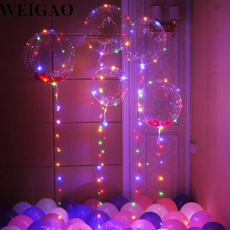 

WEIGAO 18inch Transparent LED Bobo Balloons Wedding Balloon Glowing Helium Ballons DIY Birthday Party Decoration Kids Supplies