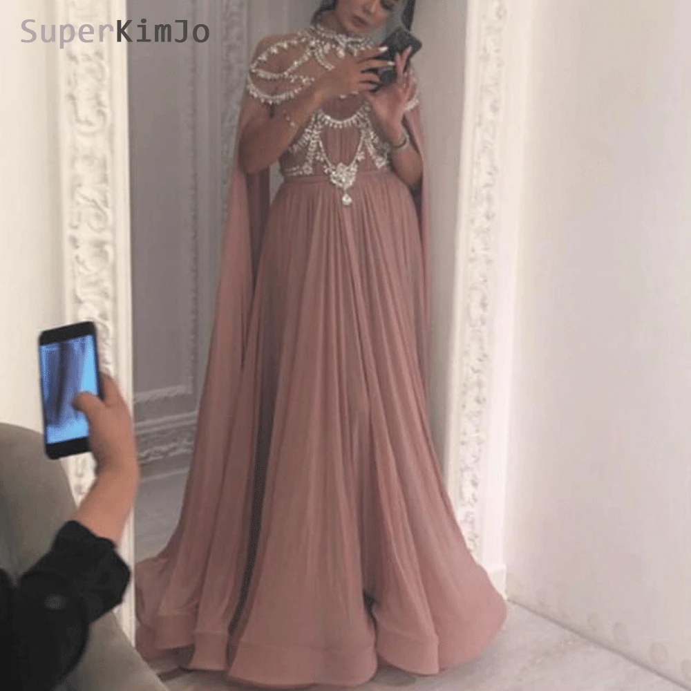 SuperKimJo платья на выпускной для беременных 2019 шифон отделка бисером Пром платье плюс размеры торжественное vestido de festa