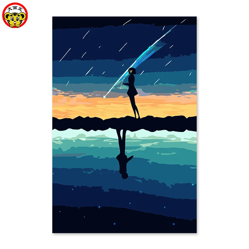 

painting by numbers art paint by number Meteor shower, the beautiful sky, not the same, Your name DIY, drawing on the cloth by