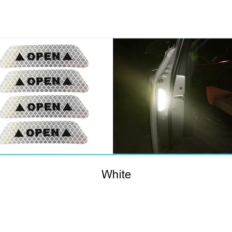 4 шт. автомобиля двери открытой безопасности анти-столкновения предупреждающие светоотражающие наклейки для Octavia A2 A5 A7 Fabia Rapid автомобильные аксессуары - Цвет: Белый