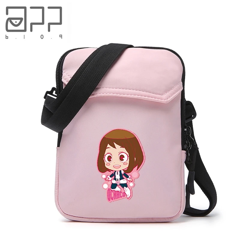 

APP BLOG Anime Boku no Hero Academia Travel Cell Phone Bag With Zipper Pocket Keys Money For Women Girl Students Shoulder Bags