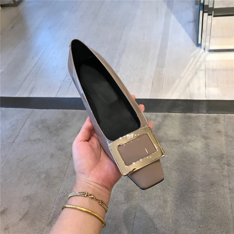 Kmeioo Classic Career Office Shoes Woman Square Toe Low Heels Women Fashion Loafers Slip-On Suqare Heels Woman Red Black Shoes