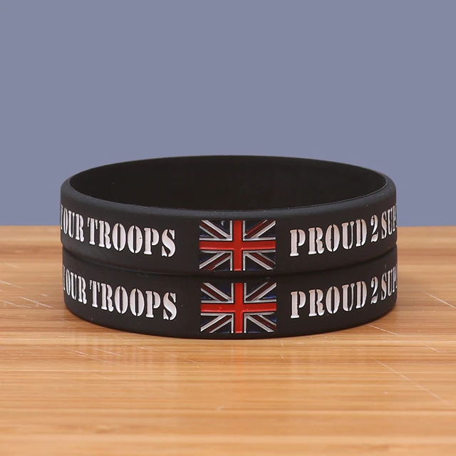 Proud 2 Support Our Troops Silicone Wristbands Black Supporting The Proud 2 Support Our Troops Silicone Wristbands Black Supporting The A B F Solrs Charity Bracelets