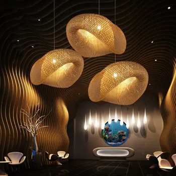 

Creative personality rattan bamboo chandelier Southeast Asia style farmhouse club hotel lobby decoration lamps ZP420101