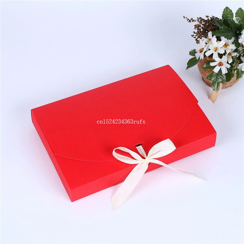 

100pcs 26x17.5x3.5cm Large Gift Box Underwear Packing Box Cosmetic Bottle Scarf Clothing Packaging Color Paper Box with Ribbon