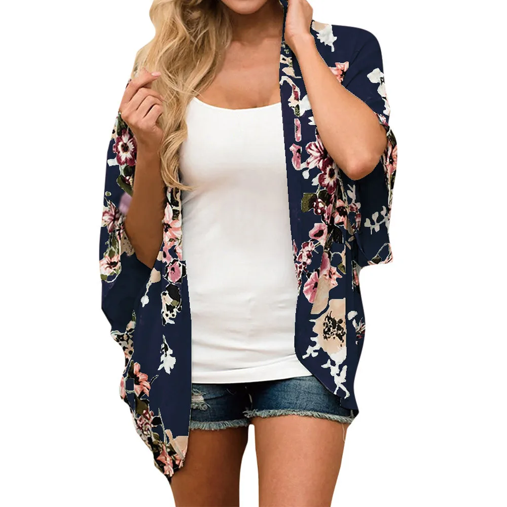 

Feitong 2019 Kimono Cardigan Casual Summer FEITONG Women Chiffon Floral Kimono Loose Half Sleeve Shawl Print Cardigan
