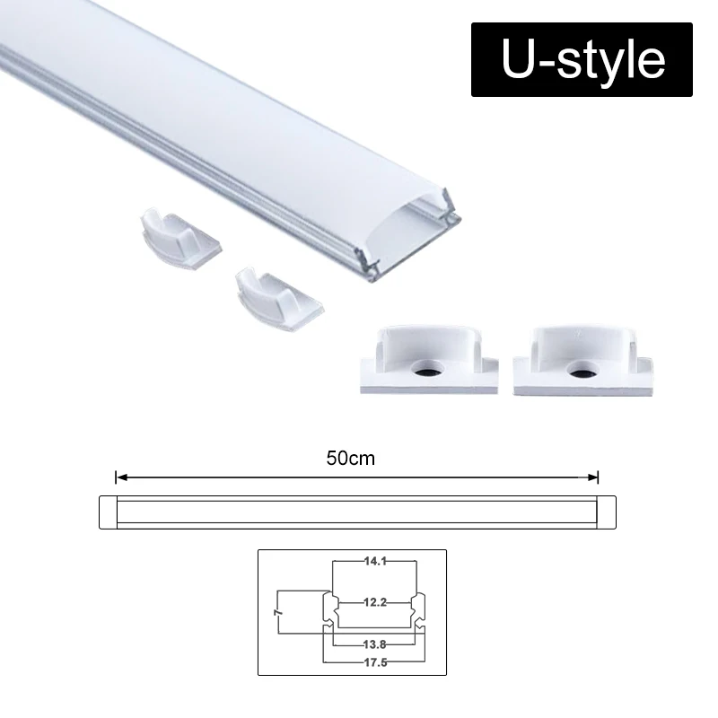 CLAITE جديد U V ستشغل ثلاثة نمط 50 سنتيمتر الألومنيوم قناة حامل ل LED لوح شريطي مضيء تحت مصباح كابينة المطبخ 1.8 سنتيمتر واسعة