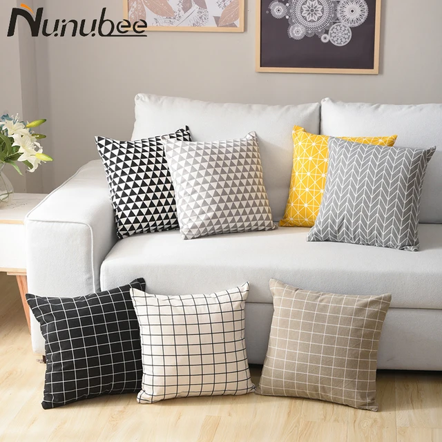 Nunubee White Decorative Cushion Cover Geometric Grey Throw Pillows Nunubee White Decorative Cushion Cover Geometric Grey Throw Pillows Sofa Cotton Linen Pillowcase Nordic Home Decor