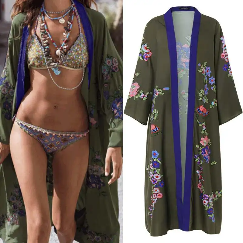 

Japanese Kimono Cardigan 2019 ZANZEA Women's Summer Blouse Beach Cover Up Long Sleeve Printed Shirts Blusas Plus Size Tunic 5XL