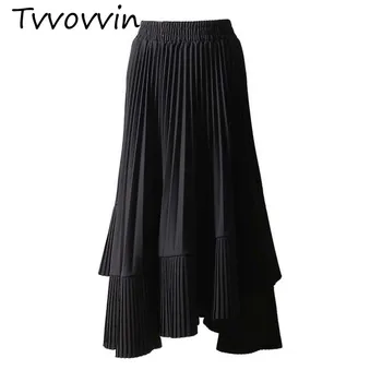 

TVVOVVIN Irregular Skirts Women Solid Color Wild Ladies Skirts Casual New 2019 Elastic Waist Europe Skirts Female C288
