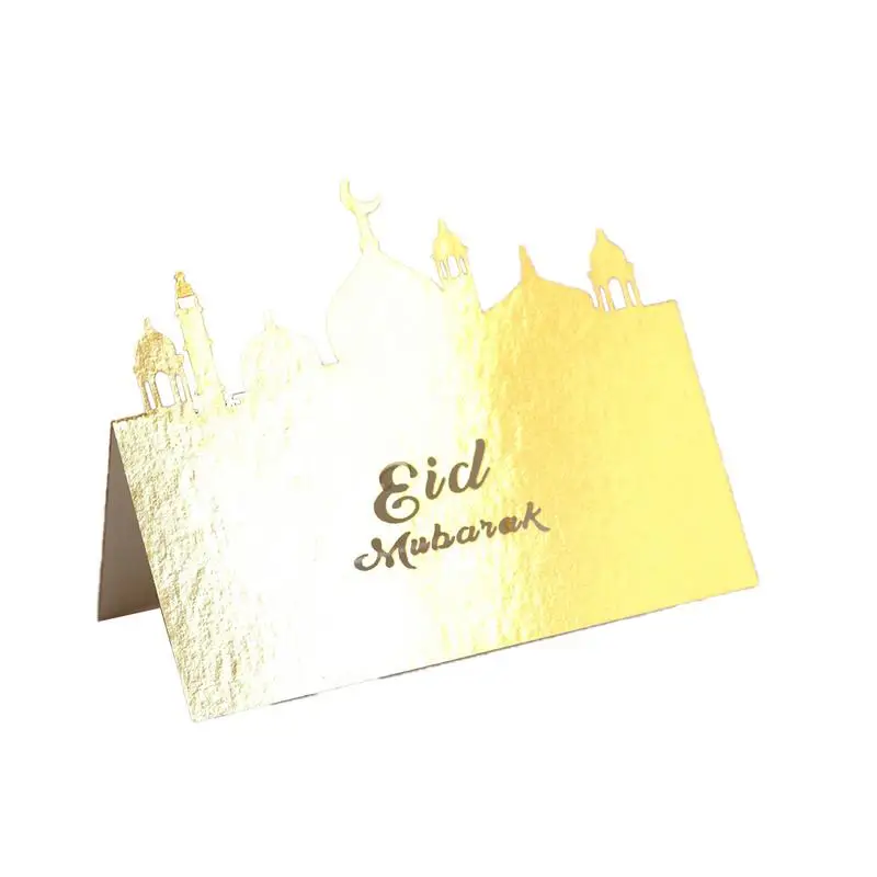 Золотой Eid номер визитная карточка Винтаж Рамадан вечерние Eid Mubarak стол для приема сидения карты для Eid свадьбы юбилей вечерние Декор - Цвет: Золотой