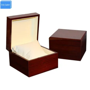 

Wooden Glossy Lacquer Cheap Wood Watch Box Inner Leather with pillow Size Could Custom Customer LOGO Drop Shipping