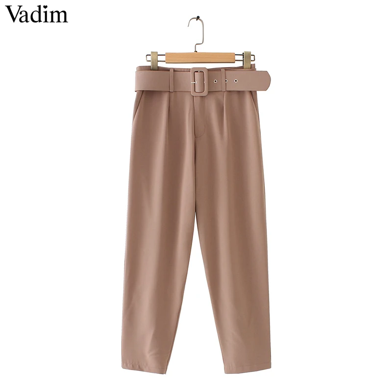 Vadim Женские базовые флуоресцентные брюки с карманами на поясе, Дизайнерские офисные женские повседневные шикарные брюки, стильные цветные Панталоны KA152